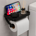 Porte-papier toilette en acier inoxydable Rollix avec étagère de rangement pour téléphone et accessoires de salle de bains