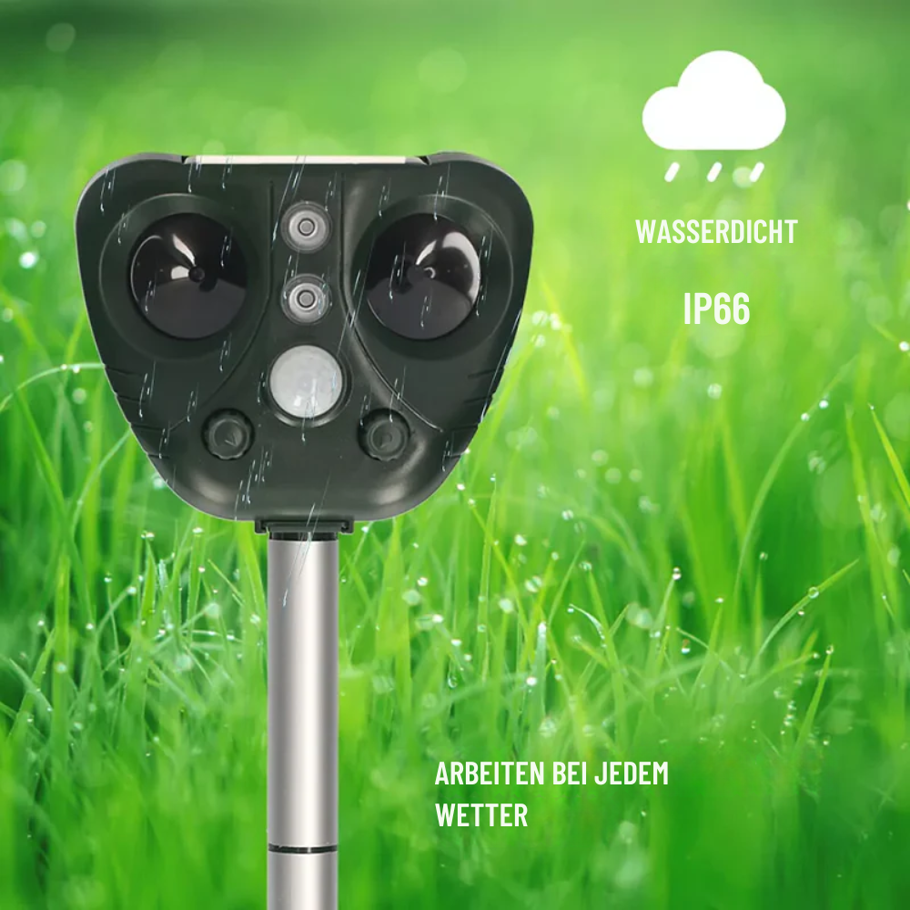 Solar Ultrasonic Animal Deterrent For Garden With 5 Modes And 9 Meter Range 13.5–45.5 kHz