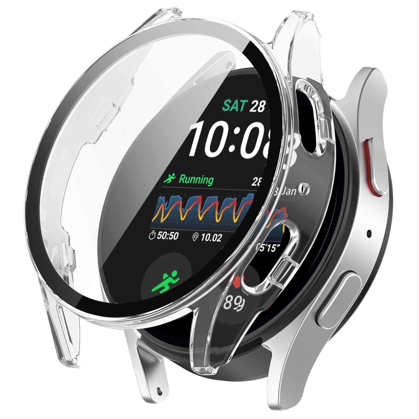 Samsung Galaxy Watch 7 40mm Transparent Hard Case — Protective Shell Including Glass