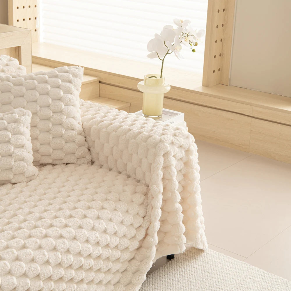Plush Bubble Knit Sofa Cover | Ka-mostore