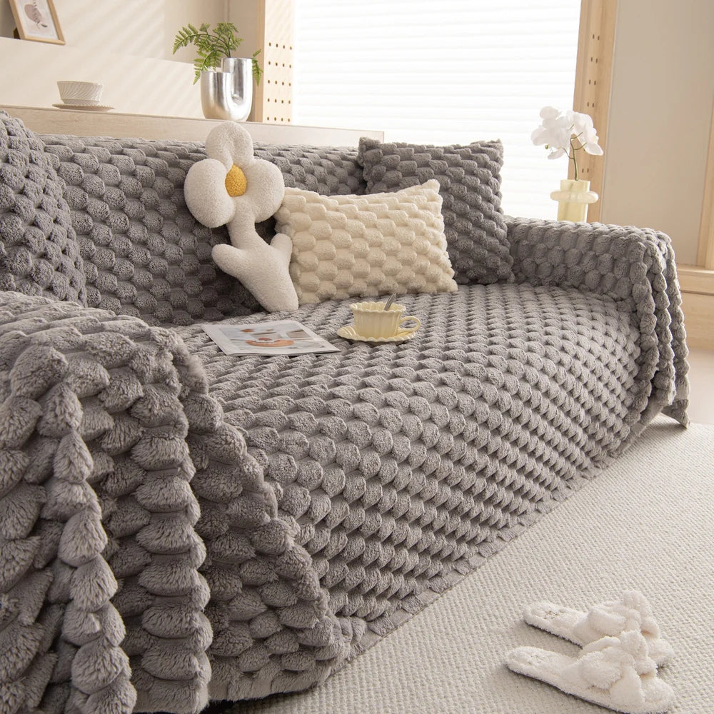 Plush Bubble Knit Sofa Cover | Ka-mostore