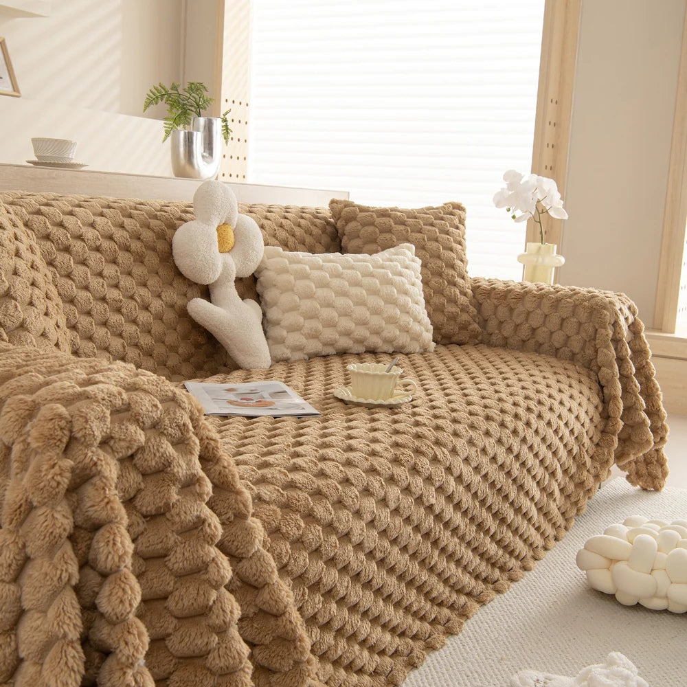 Plush Bubble Knit Sofa Cover | Ka-mostore