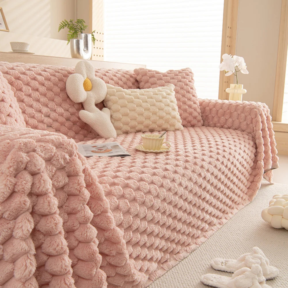 Plush Bubble Knit Sofa Cover | Ka-mostore