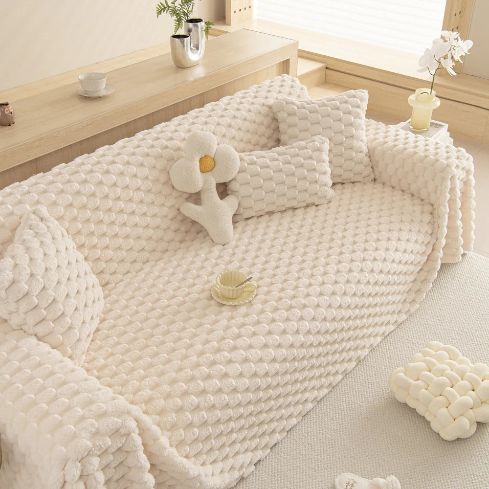 Plush Bubble Knit Sofa Cover | Ka-mostore