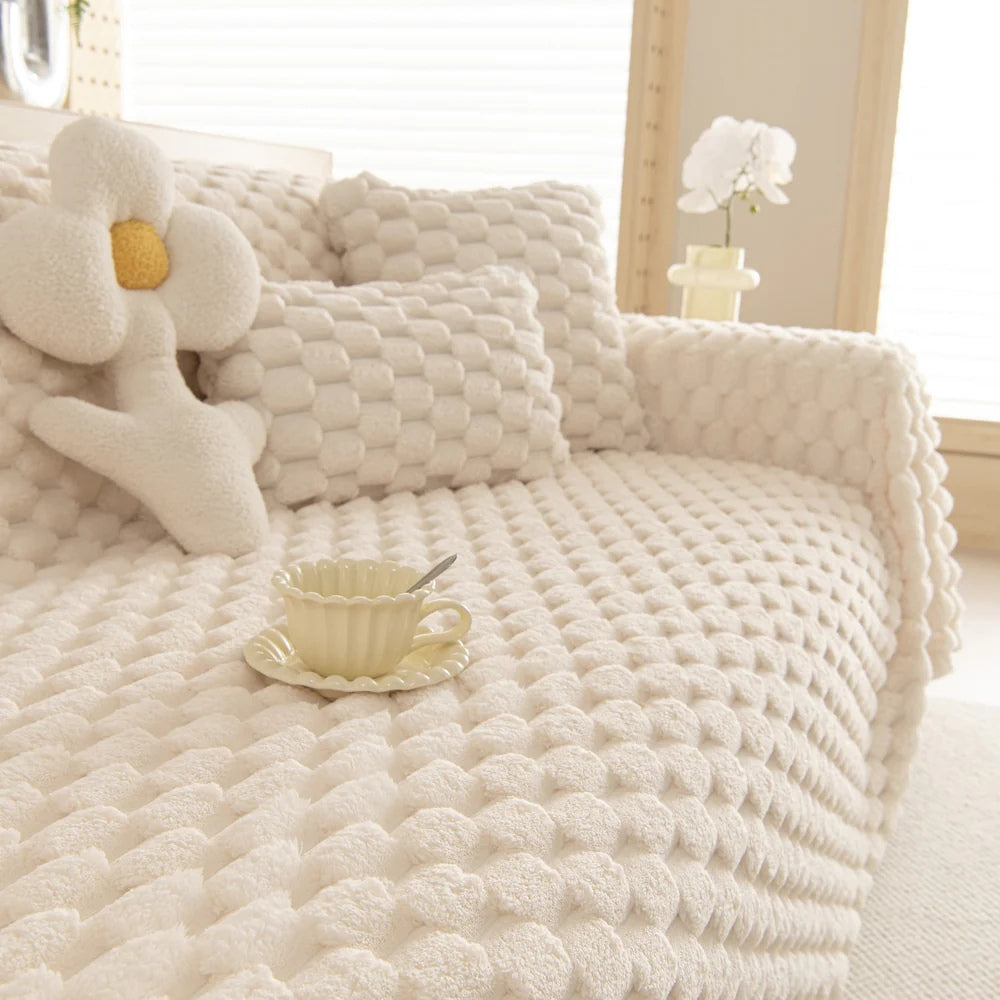 Plush Bubble Knit Sofa Cover | Ka-mostore