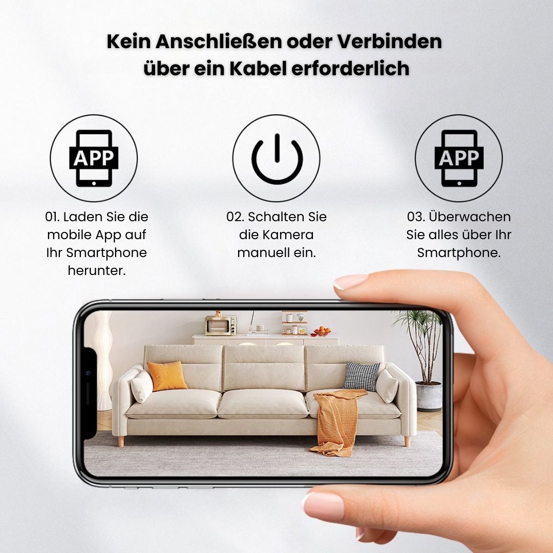 MiniWächter Videocamera di sicurezza wireless mini — Monitoraggio video in diretta tramite Wi-Fi