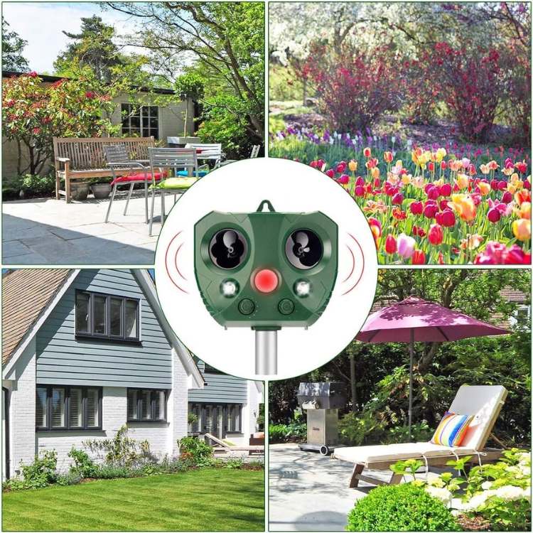 Solar Powered Bird Repeller With Ultrasonic Pest Deterrent And Motion Sensor Waterproof