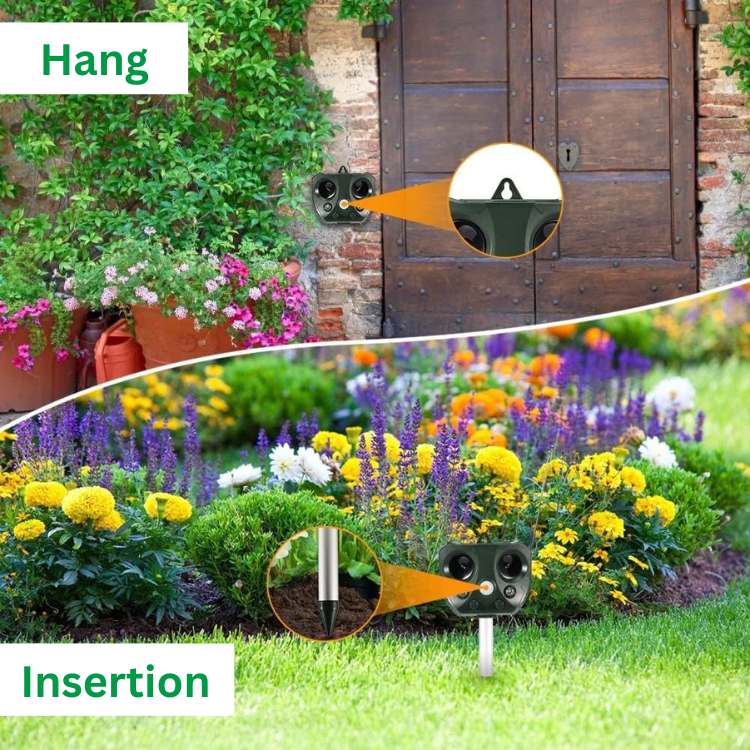 Solar Powered Bird Repeller With Ultrasonic Pest Deterrent And Motion Sensor Waterproof
