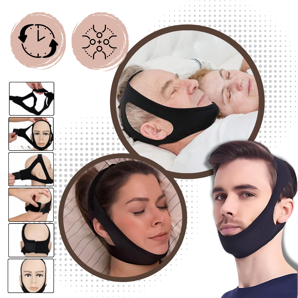 Black Neoprene Adjustable Chin Strap For Snoring And Sleep Apnea Comfort
