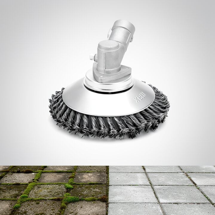 GardenFix Podkaszarka do chwastów ze stalową szczotką — 36 plecionych metalowych włókien, usuwanie chwastów wraz z korzeniami