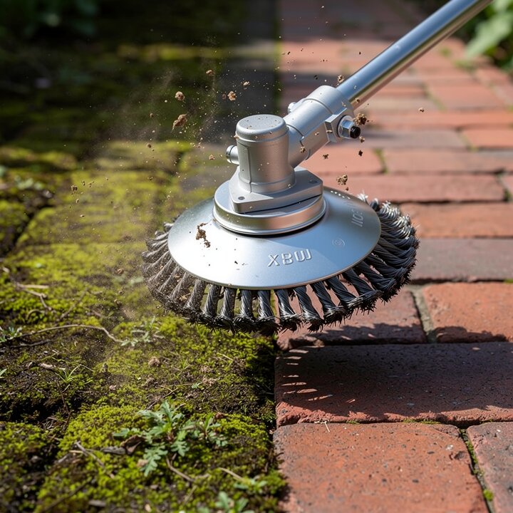 GardenFix Podkaszarka do chwastów ze stalową szczotką — 36 plecionych metalowych włókien, usuwanie chwastów wraz z korzeniami