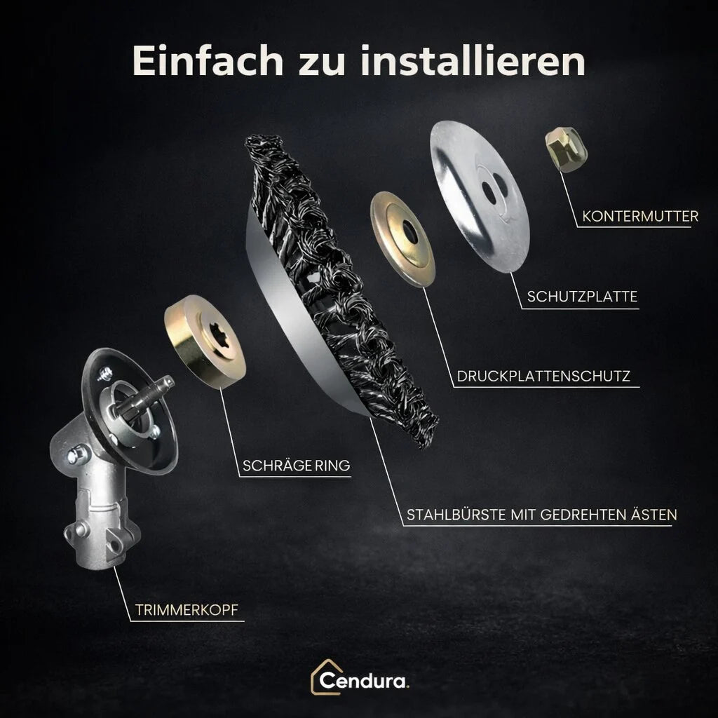 GardenFix Podkaszarka do chwastów ze stalową szczotką — 36 plecionych metalowych włókien, usuwanie chwastów wraz z korzeniami
