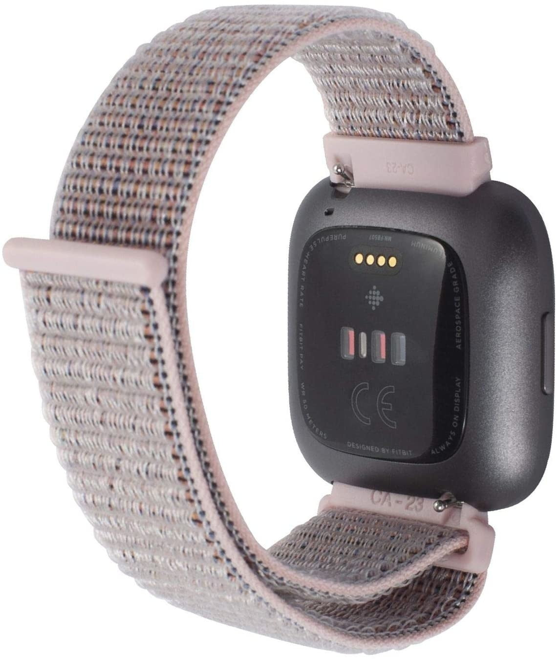 Pink Nylon Replacement Strap Compatible with Fitbit Versa and Versa 2 Smartwatch