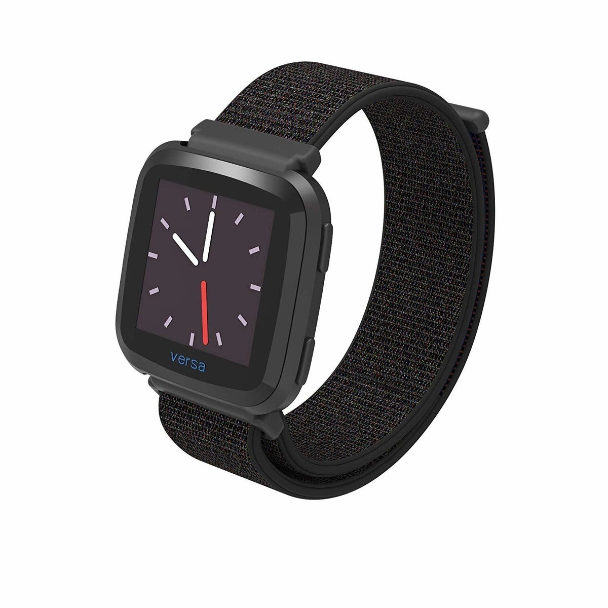 Schwarzes gewebtes Nylon-Ersatzarmband für Fitbit Versa und Versa 2