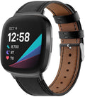 Fitbit Versa 3 glat sort læderrem — erstatningsrem