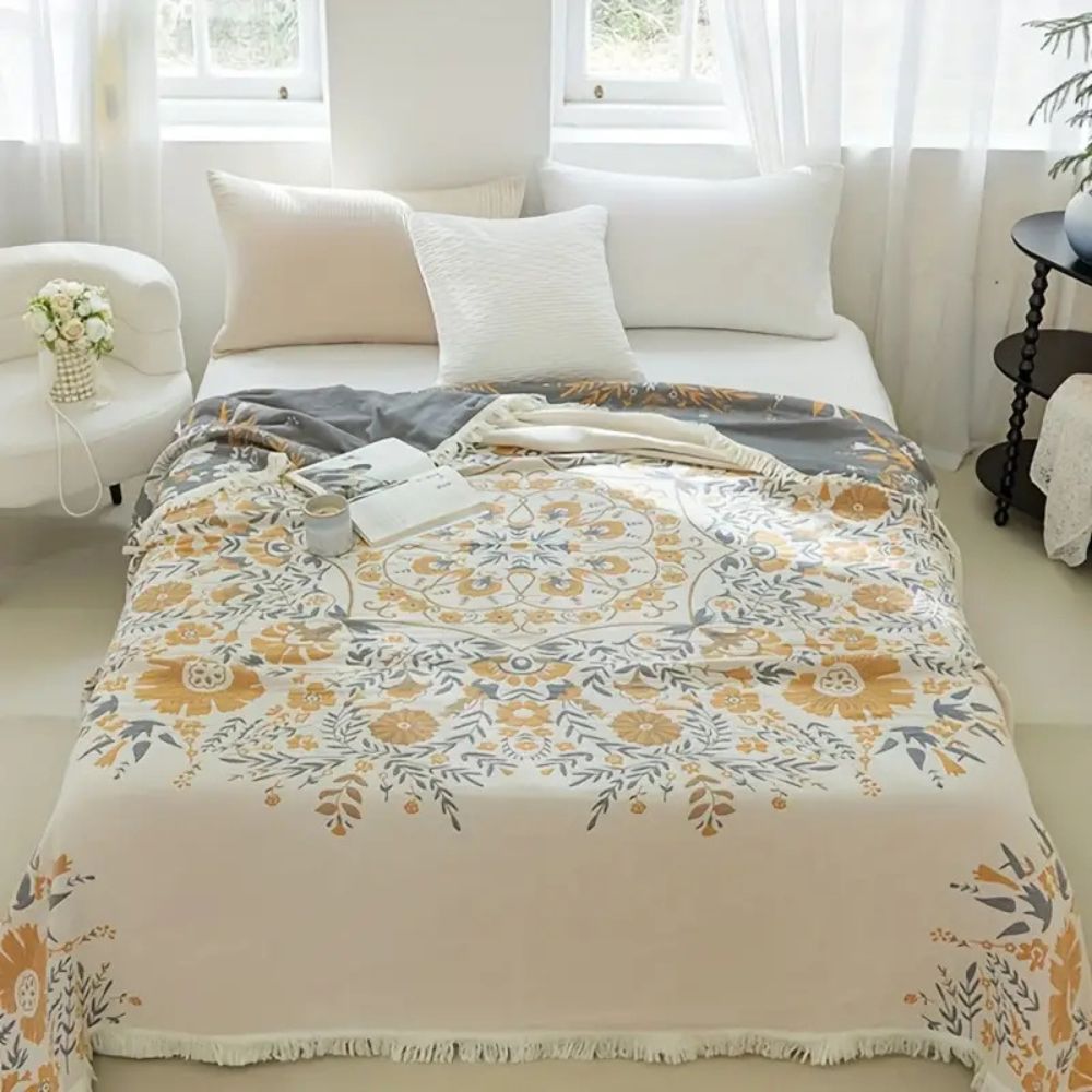 Versailles-Inspired Reversible Floral Blanket | Ka-mostore