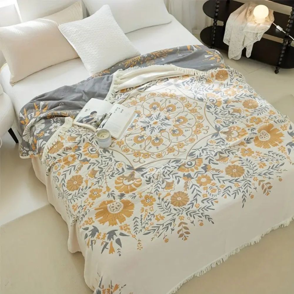 Versailles-Inspired Reversible Floral Blanket | Ka-mostore