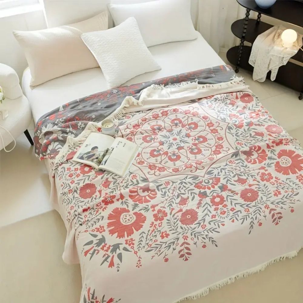 Versailles-Inspired Reversible Floral Blanket | Ka-mostore