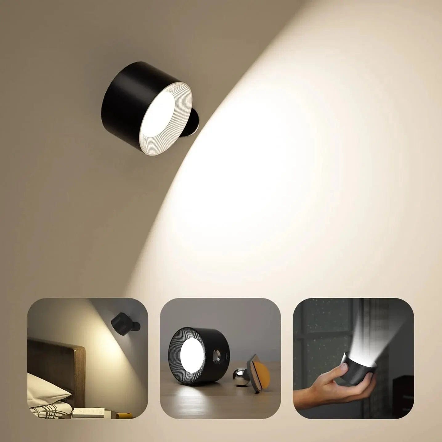 LumaPulse 360-Degree Adjustable Wireless Wall Light, Rechargeable For Modern Spaces
