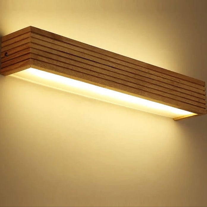 LyraNord Nordic Vertical LED Wall Light With Warm Wood Finish For Bedroom And Living Room And Bath