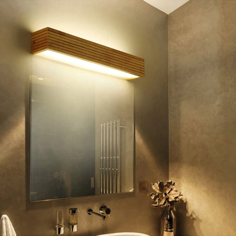 LyraNord Nordic Vertical LED Wall Light With Warm Wood Finish For Bedroom And Living Room And Bath