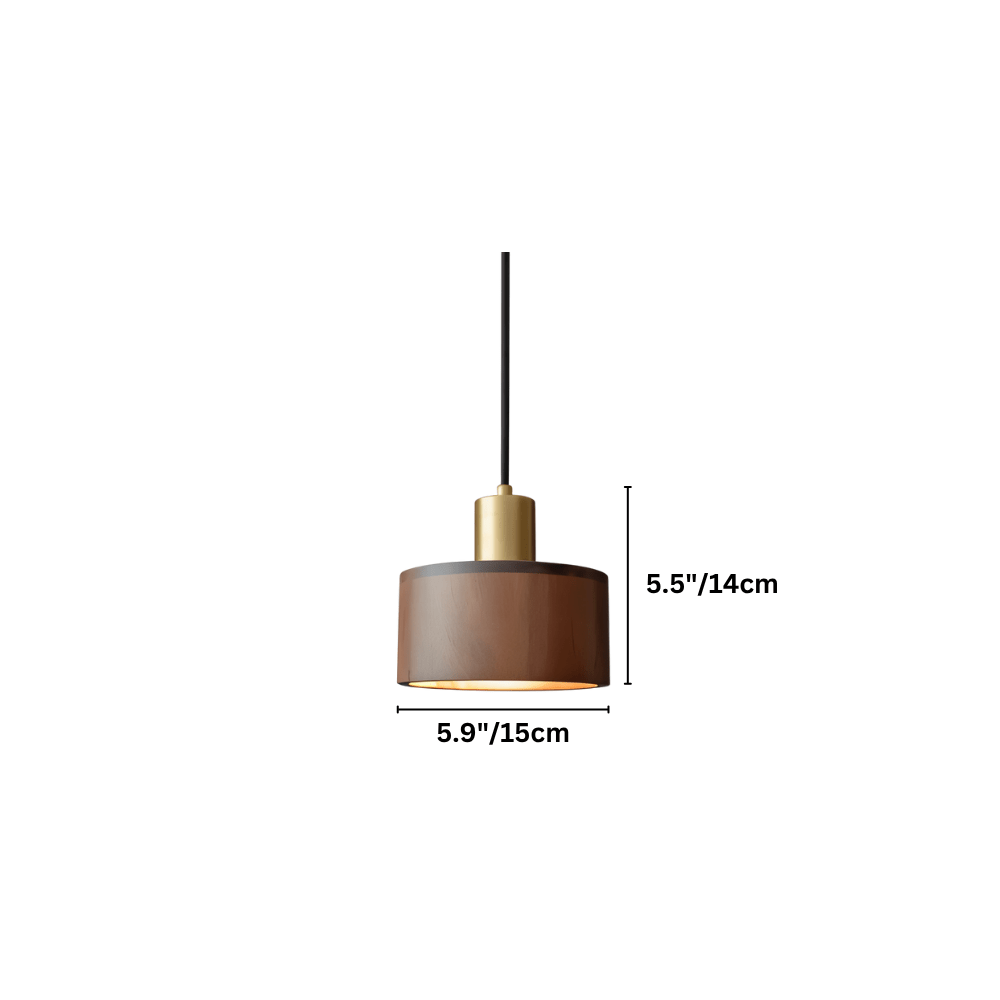 Vesil Copper and Wood Pendant Light With Downward Illumination