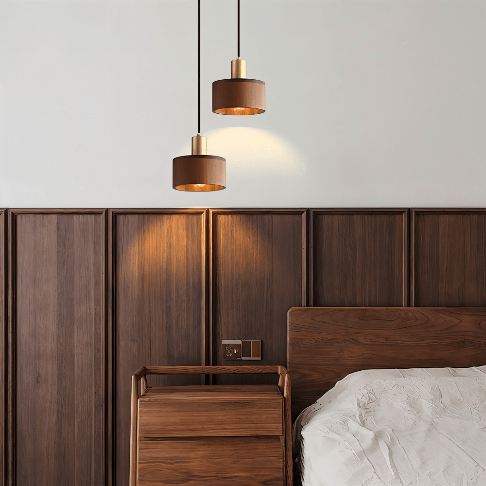 Vesil Copper and Wood Pendant Light With Downward Illumination