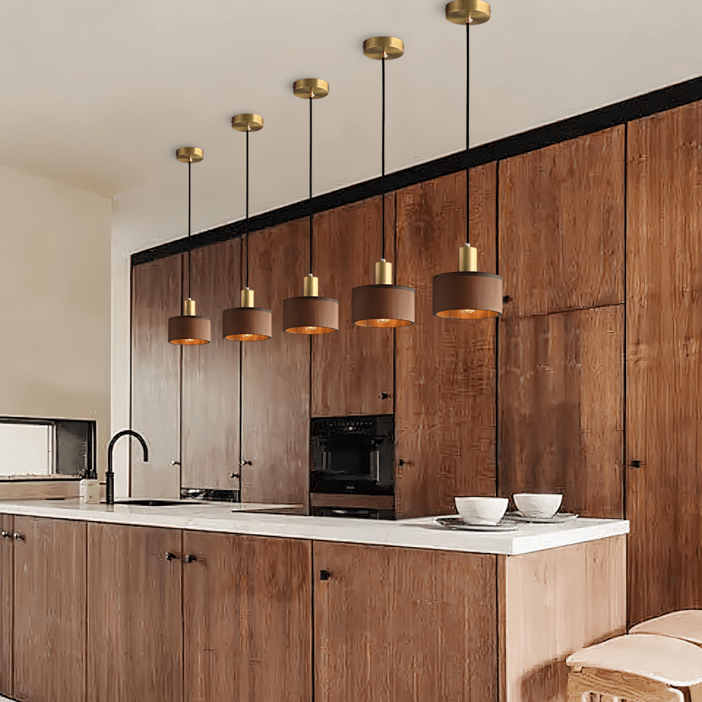 Vesil Copper and Wood Pendant Light With Downward Illumination