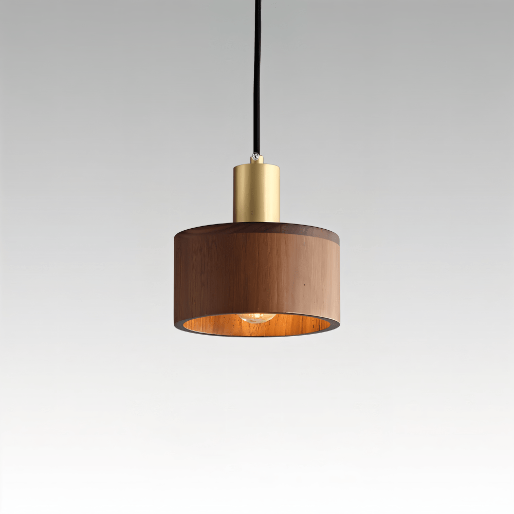 Vesil Copper and Wood Pendant Light With Downward Illumination