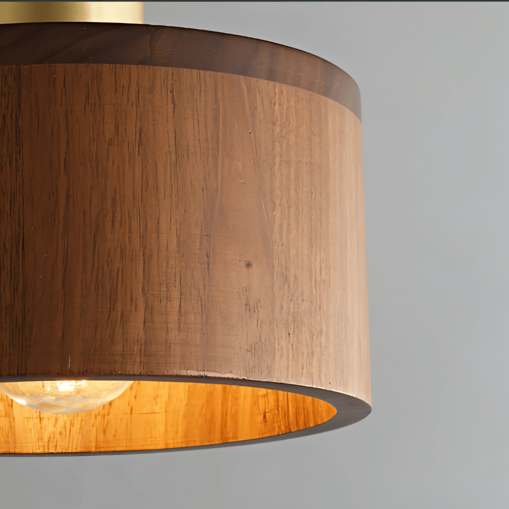 Vesil Copper and Wood Pendant Light With Downward Illumination