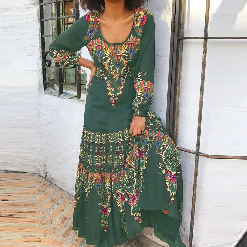 Boho Print Maxi Dress for Women | Ka-mostore