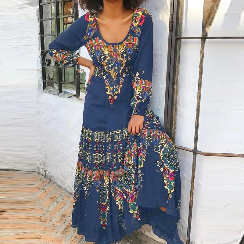 Boho Print Maxi Dress for Women | Ka-mostore