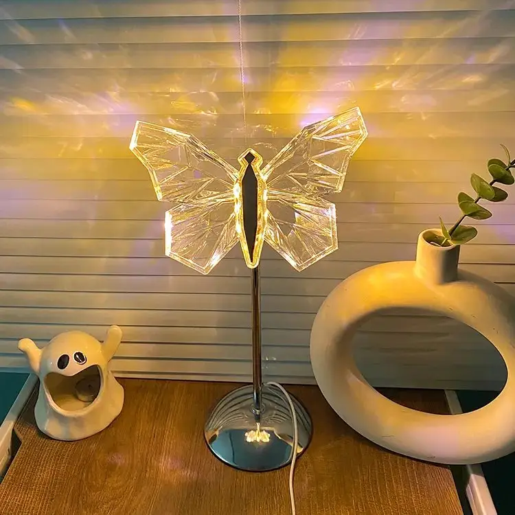 Luminara Crystal Butterfly Accent LED Lamp For Bedroom Decor And Nightstands Soft Glow Ambience