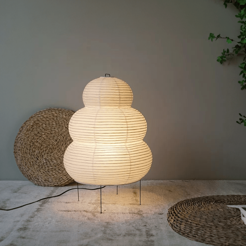 Wabi Sabi Rice Paper Floor Lamp With Adjustable Tripod
