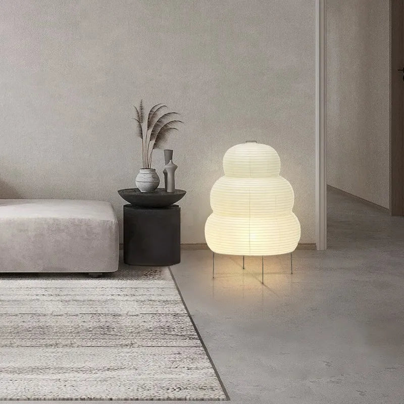 Wabi Sabi Rice Paper Floor Lamp With Adjustable Tripod