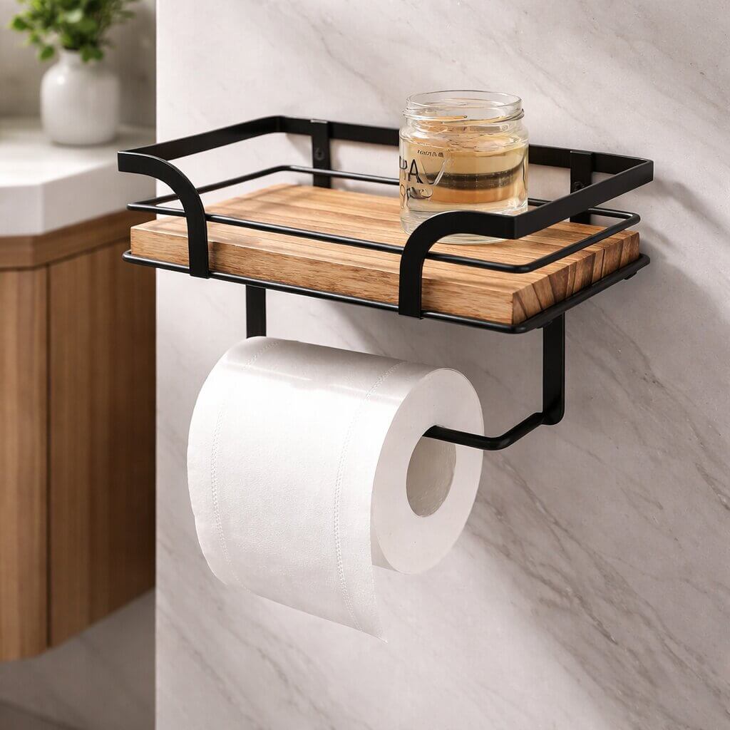 Nordvero porte-papier toilette avec étagère — rangement peu encombrant