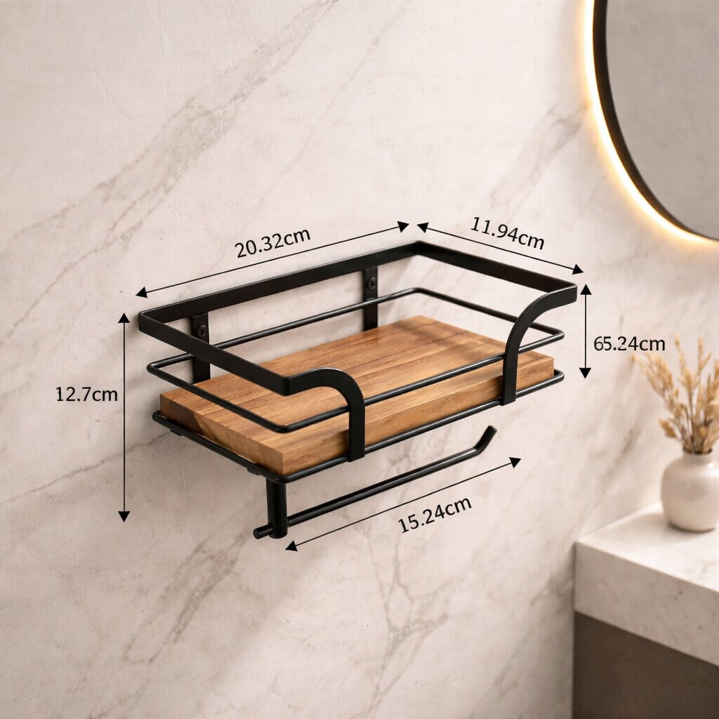 Nordvero toiletpapirholder med hylde — pladsbesparende opbevaring