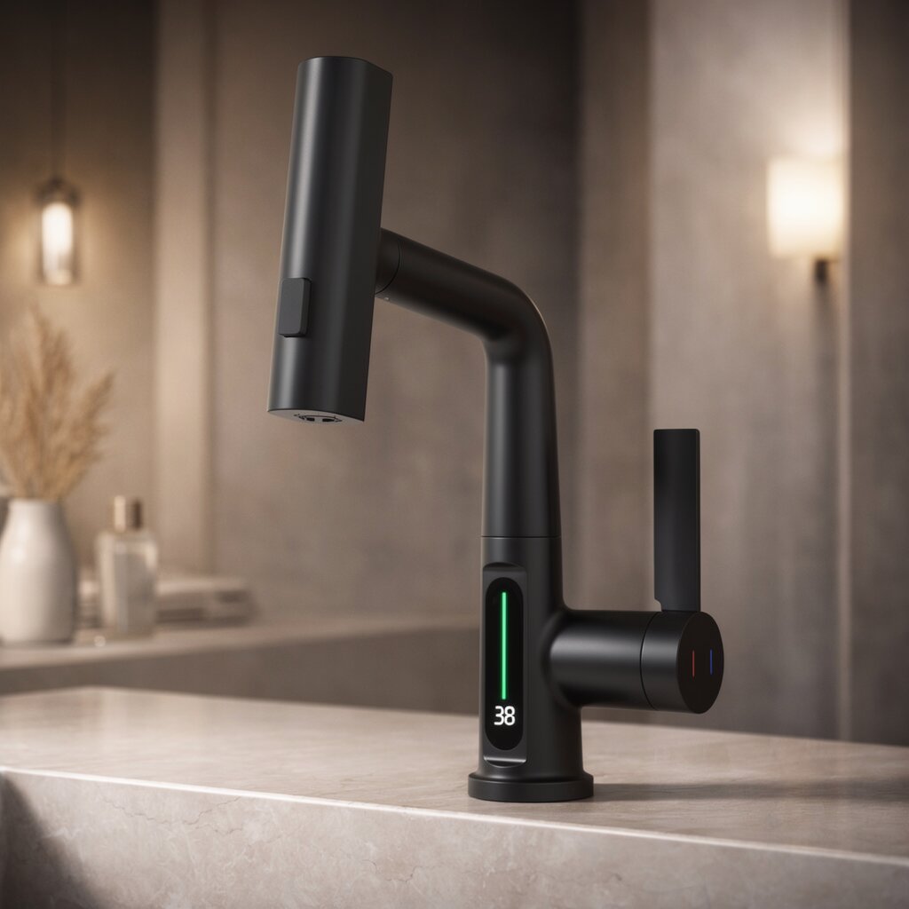 صنبور مطبخ بسحّاب FlexiHahn — خرطوم بطول 60 cm، دوران 360°، 5 أوضاع للرش
