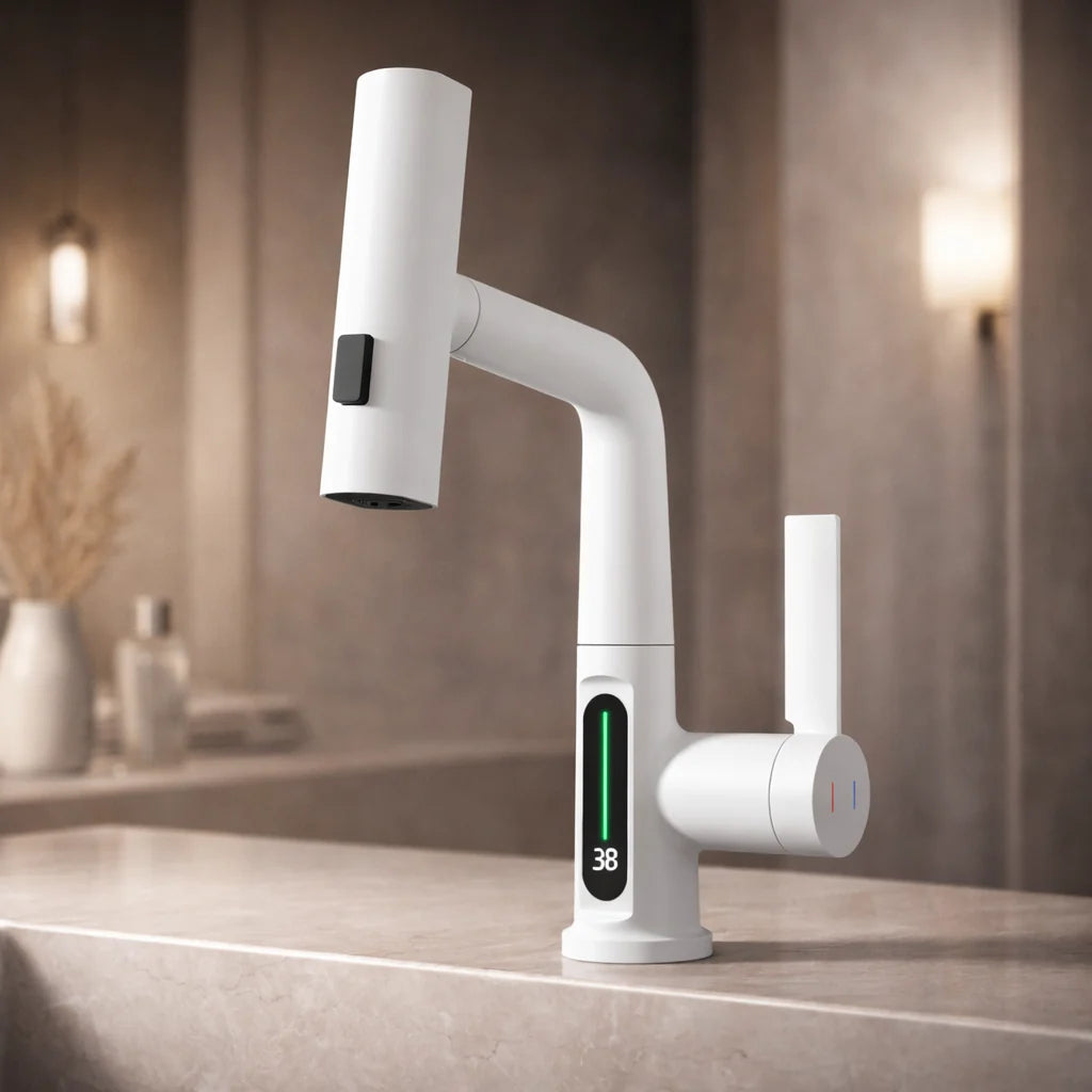 صنبور مطبخ بسحّاب FlexiHahn — خرطوم بطول 60 cm، دوران 360°، 5 أوضاع للرش