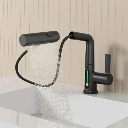 صنبور مطبخ بسحّاب FlexiHahn — خرطوم بطول 60 cm، دوران 360°، 5 أوضاع للرش