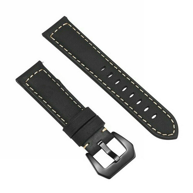 Svart läderersättningsarmband för Samsung Galaxy Watch 3 45 mm