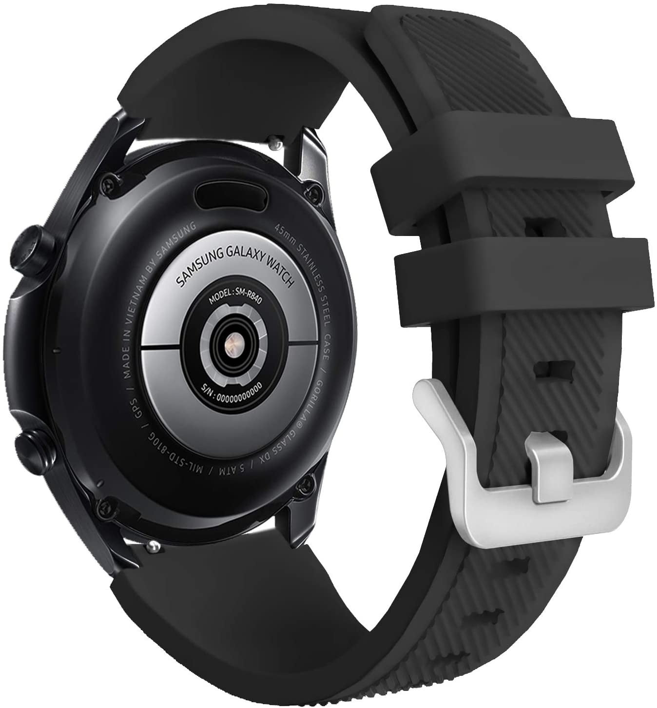 Samsung Galaxy Watch 3 45mm Durable Black Silicone Strap