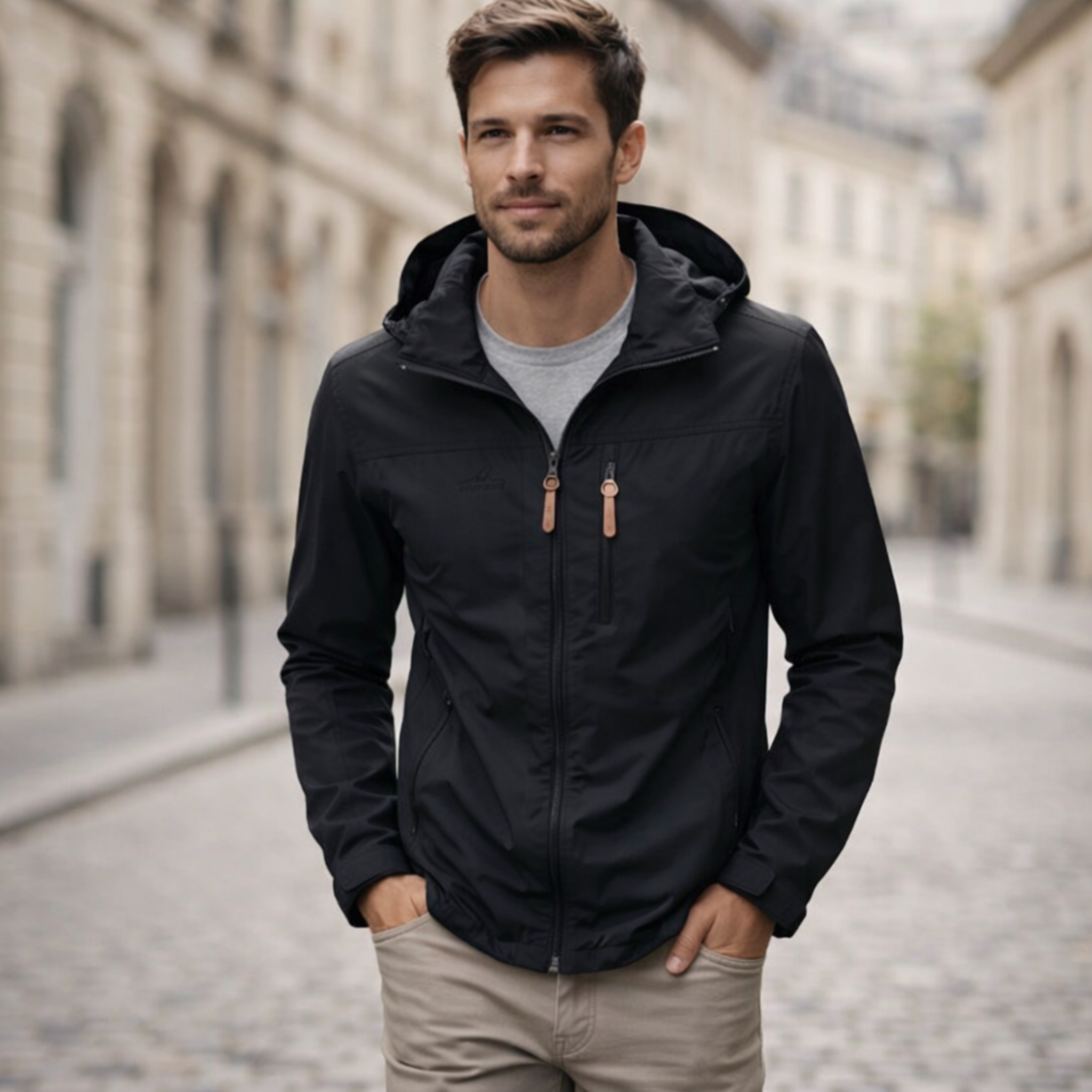 Men's Wind-Resistant Outdoor Jacket With Water-Repellent Finish