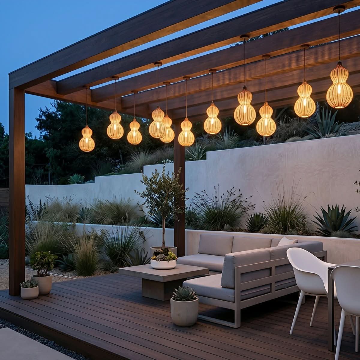 COASTMUSE Handgefertigte Pendelleuchte aus Rattan — Wasserdichtes Design für den Außenbereich