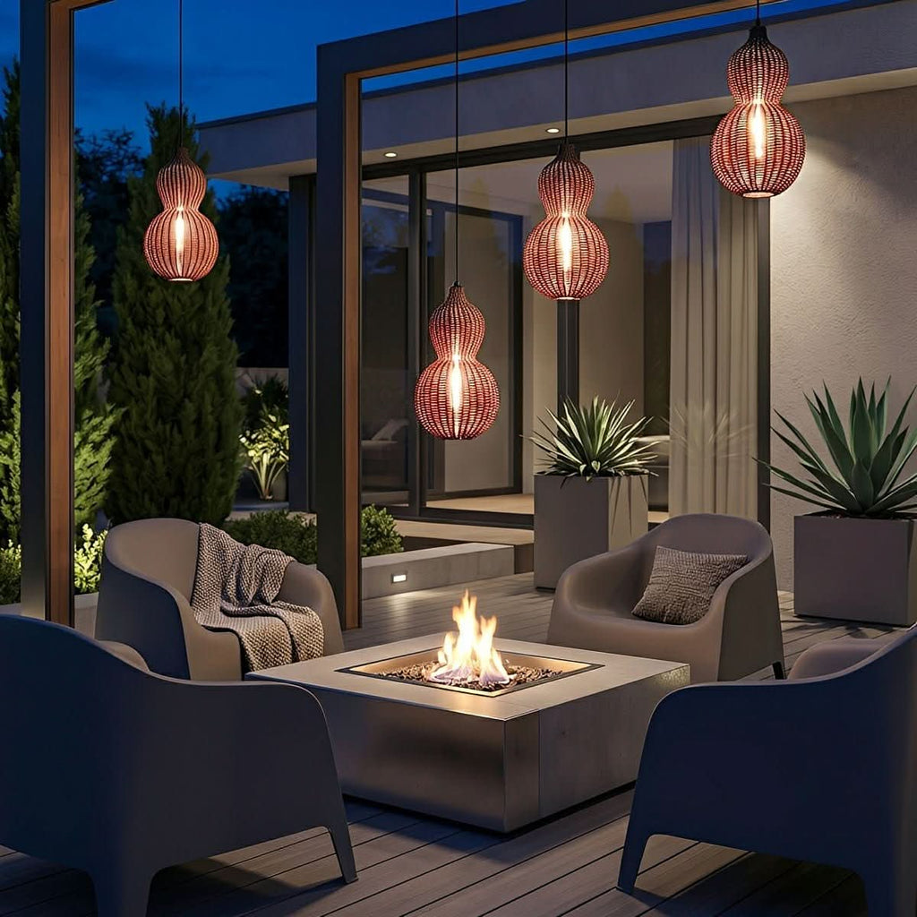 COASTMUSE Handgefertigte Pendelleuchte aus Rattan — Wasserdichtes Design für den Außenbereich