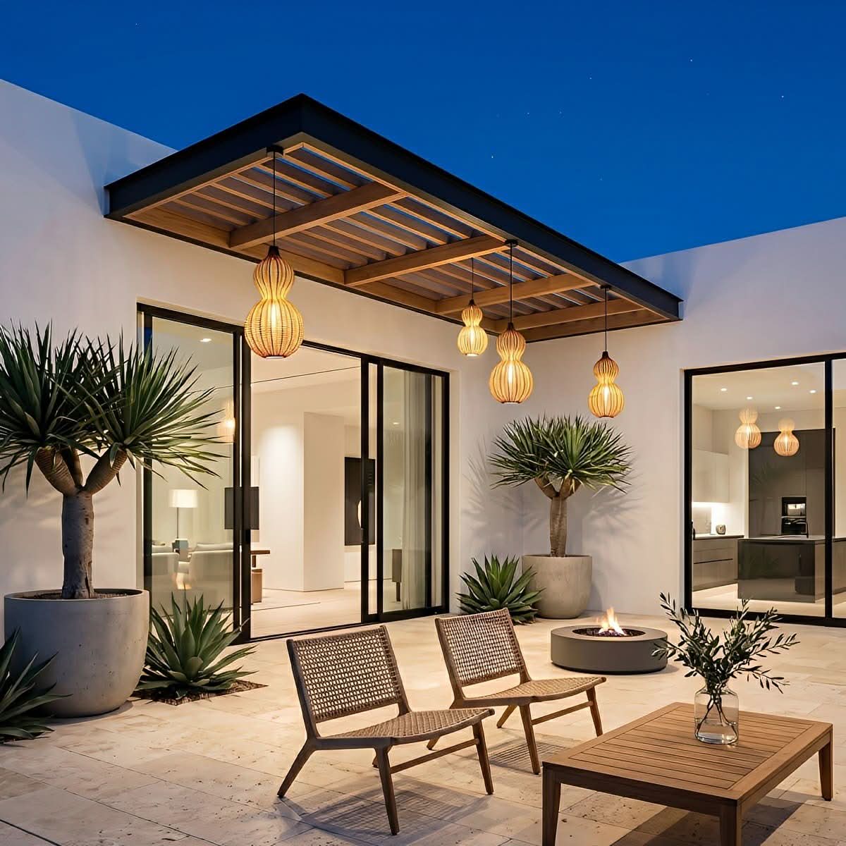 COASTMUSE Handgefertigte Pendelleuchte aus Rattan — Wasserdichtes Design für den Außenbereich
