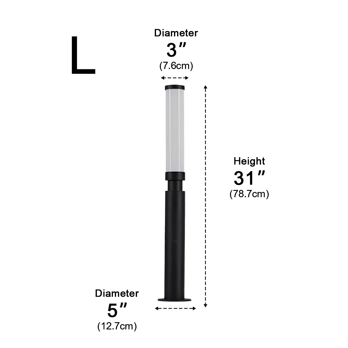 Black Aluminum Post Lamp 6W IP55 Outdoor Pathway Light For Driveway And Courtyard