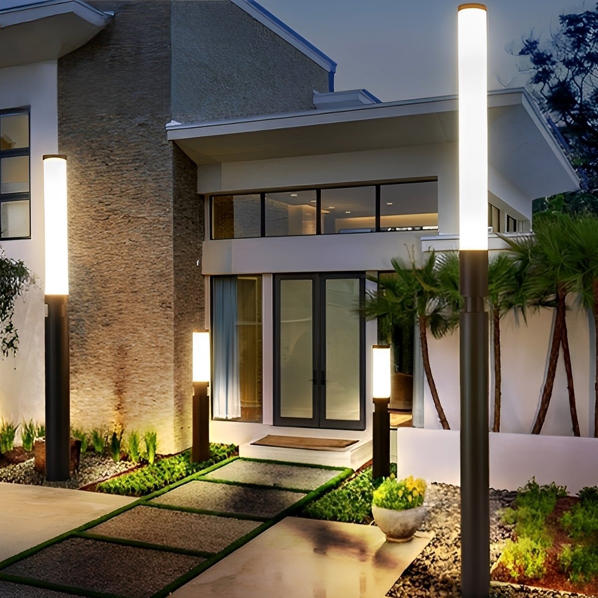 Black Aluminum Post Lamp 6W IP55 Outdoor Pathway Light For Driveway And Courtyard