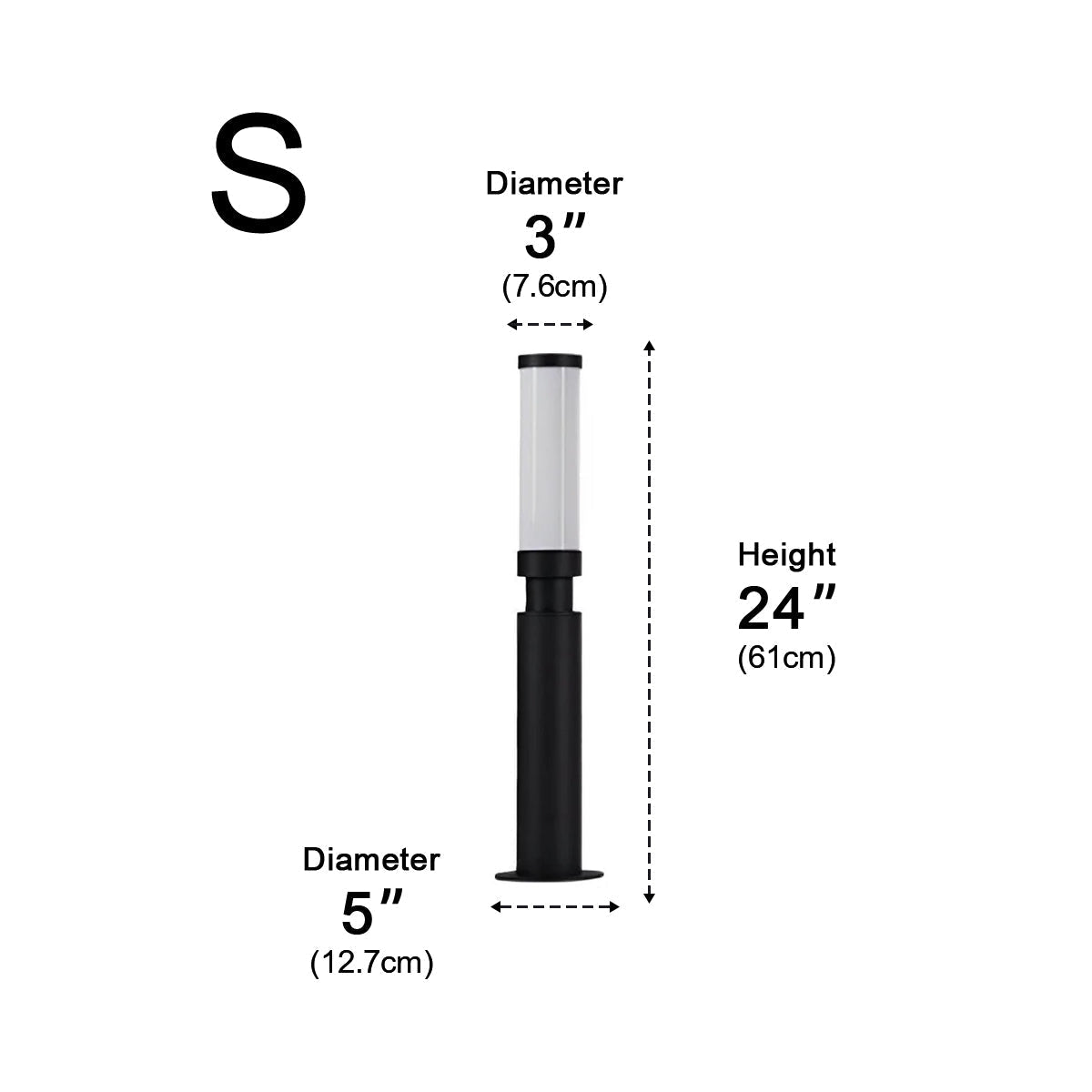 Black Aluminum Post Lamp 6W IP55 Outdoor Pathway Light For Driveway And Courtyard