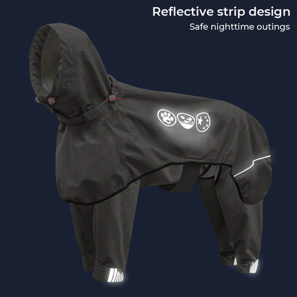 Waterproof Raincoat for Dogs with Four Legs and Reflective Pattern Hood | Ka-mostore